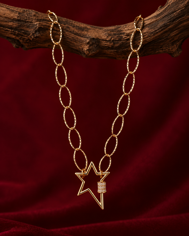 Star jewelry collection featuring elegant necklaces, bracelets and celestial-inspired designs with modern style.