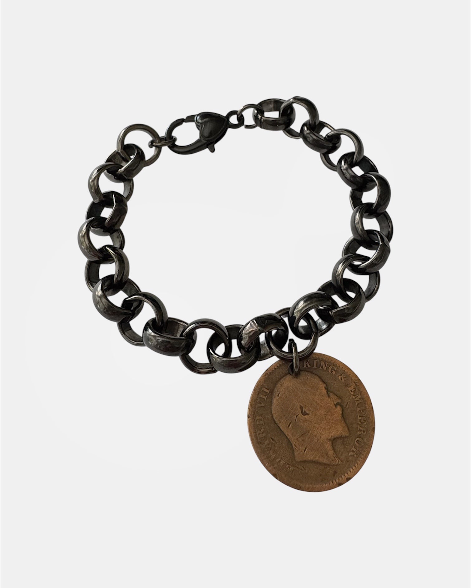 Μαύρο Βραχιόλι Αλυσίδα Με Κρεμαστό Vintage Νόμισμα