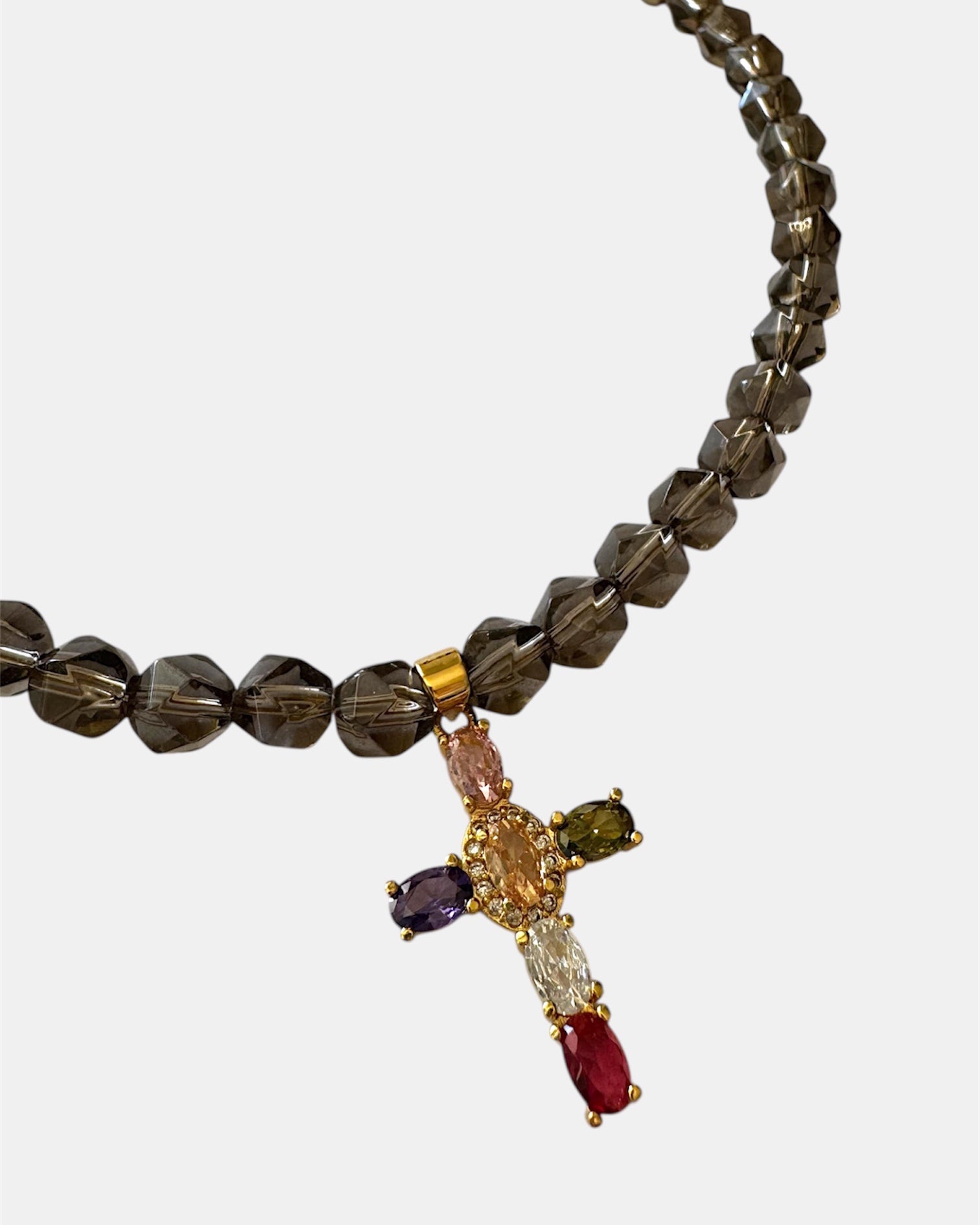 Γυναικείο Χειροποίητο Κολιέ με Χάντρες και Σταυρό