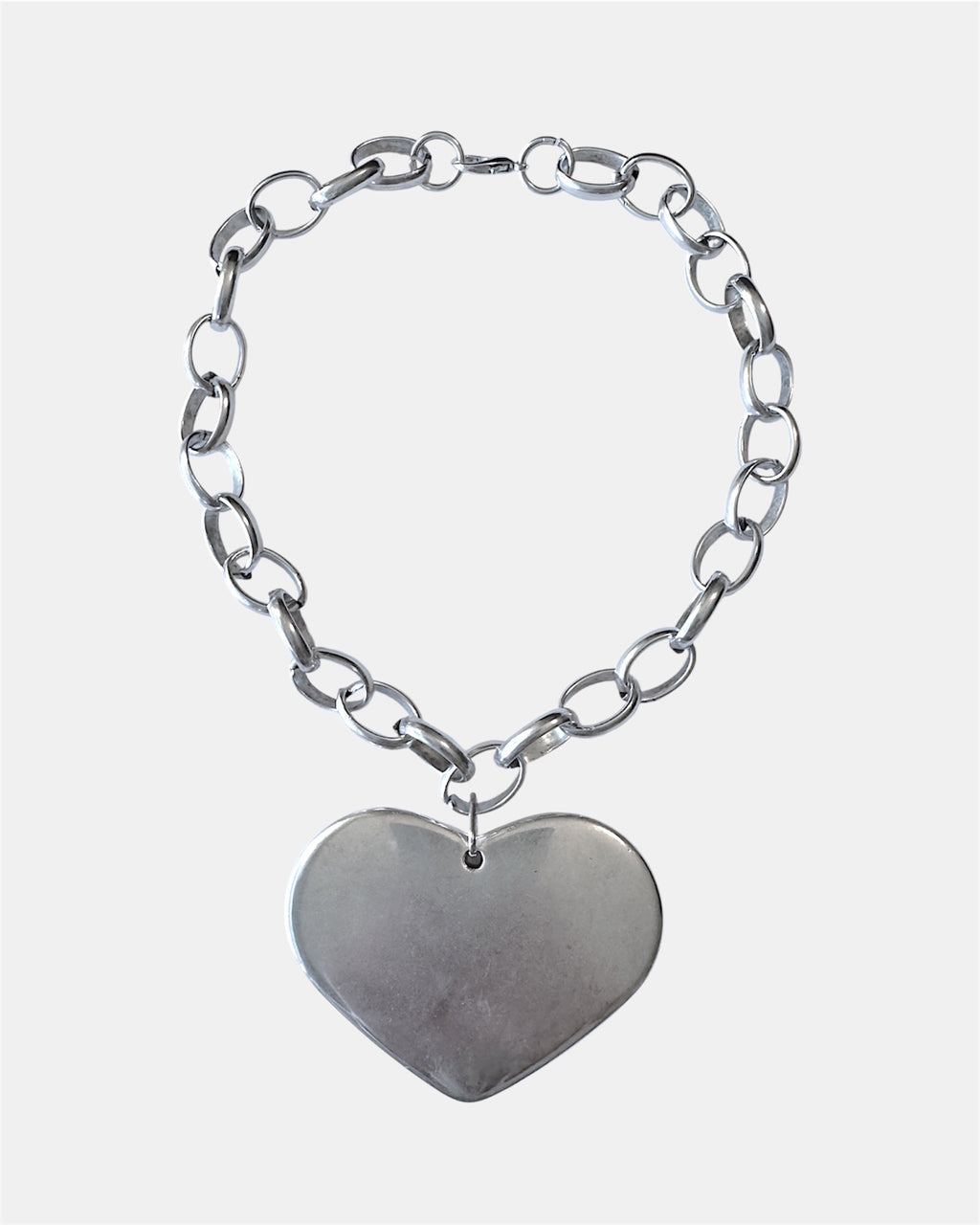Ασημί Κολιέ Αλυσίδα Με Μεταλλική Καρδιά