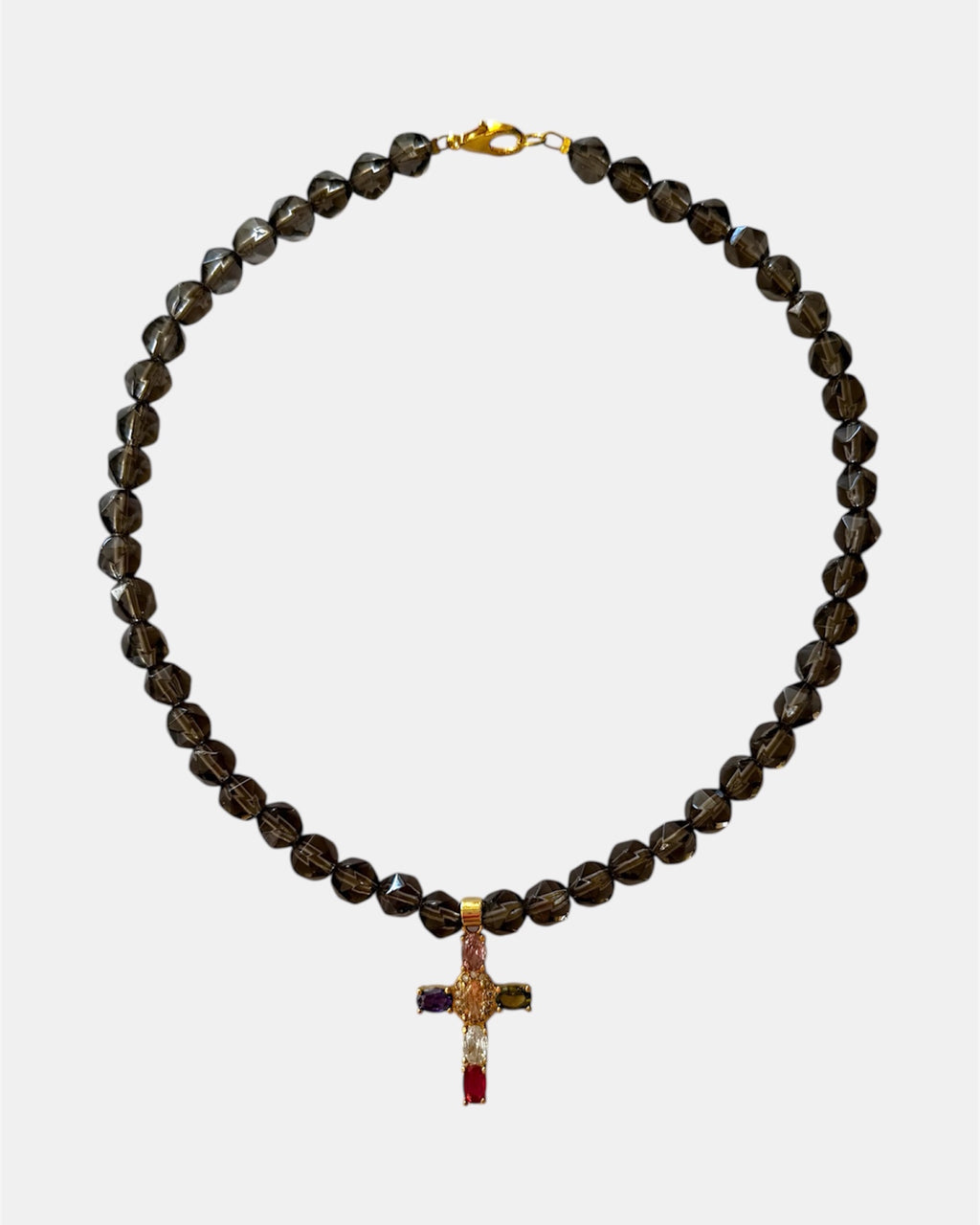 Γυναικείο Χειροποίητο Κολιέ με Χάντρες και Σταυρό