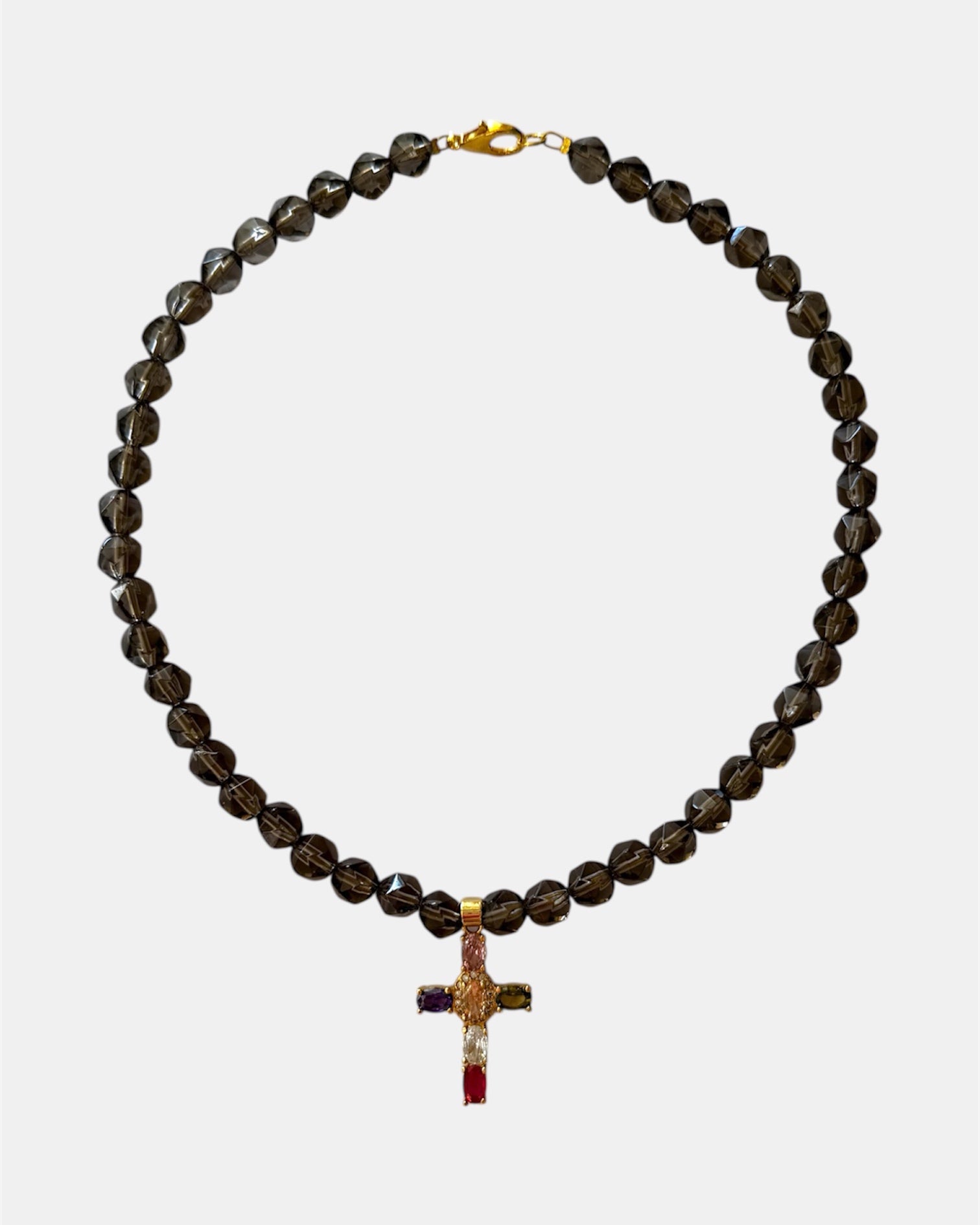 Γυναικείο Χειροποίητο Κολιέ με Χάντρες και Σταυρό