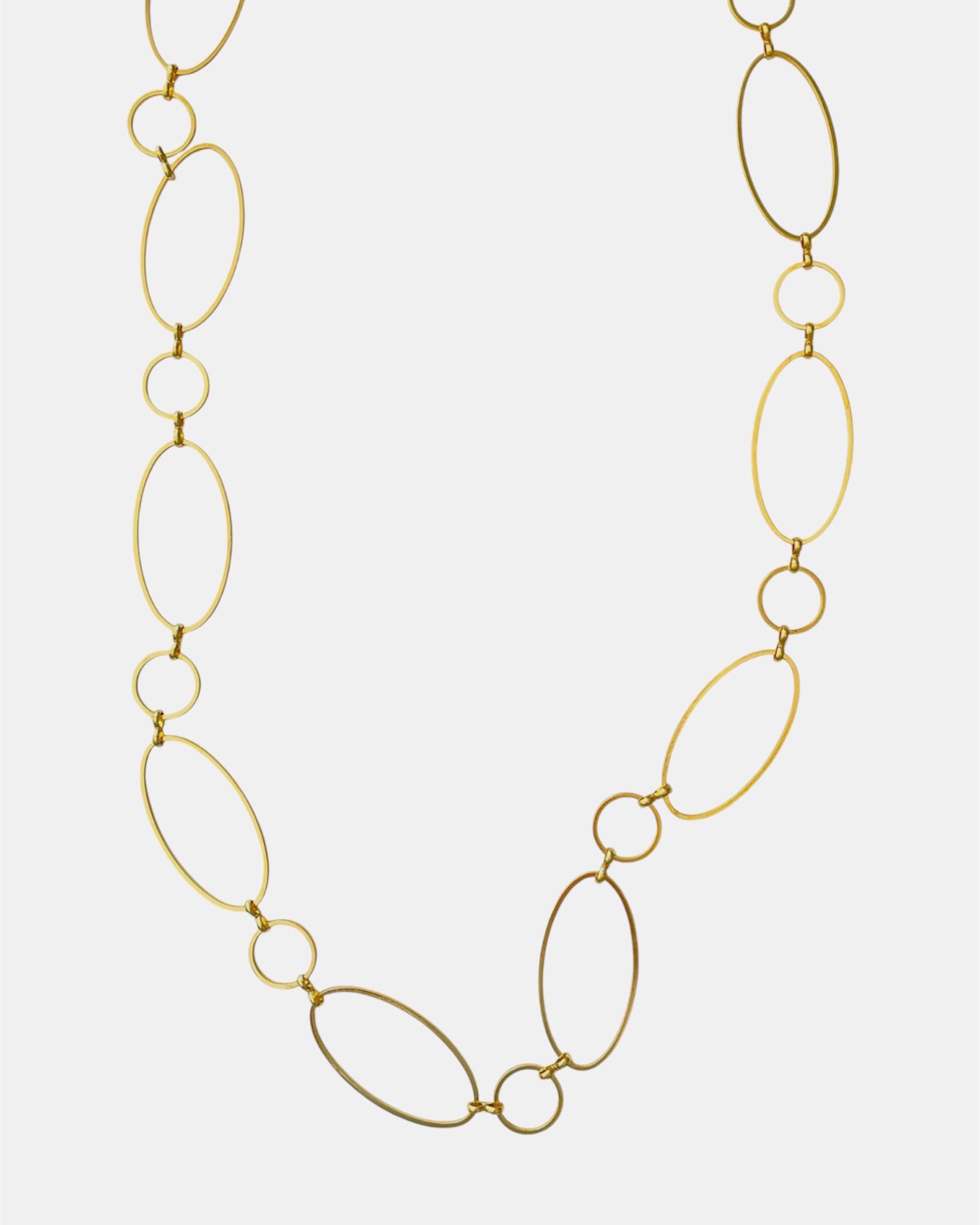 Χρυσό Κολιέ με Οβάλ Κρίκους Μακρύ
