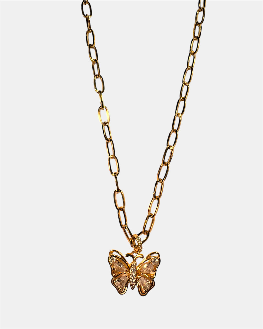 Χρυσό Κολιέ με Πεταλούδα και Κρύσταλλα