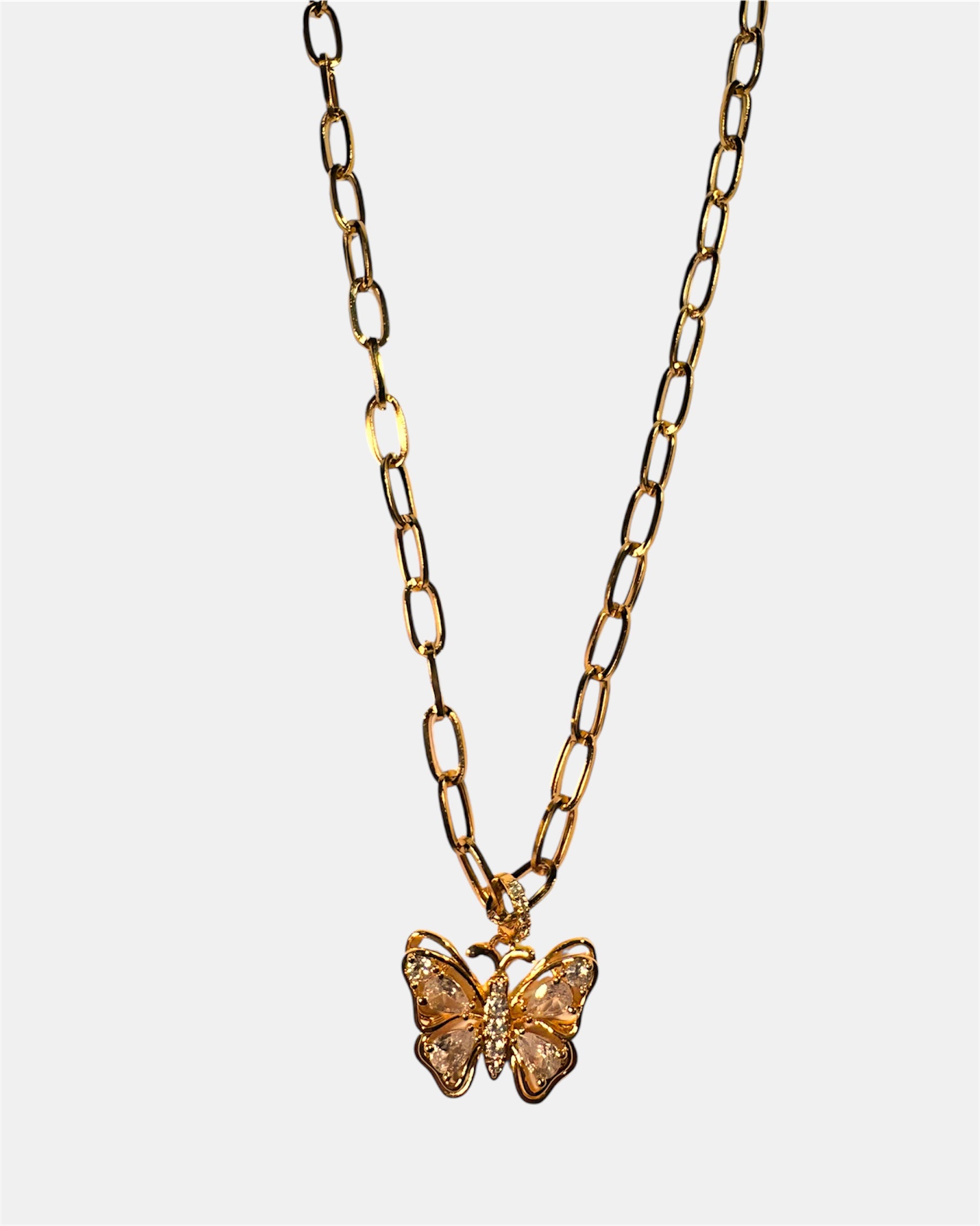 Χρυσό Κολιέ με Πεταλούδα και Κρύσταλλα