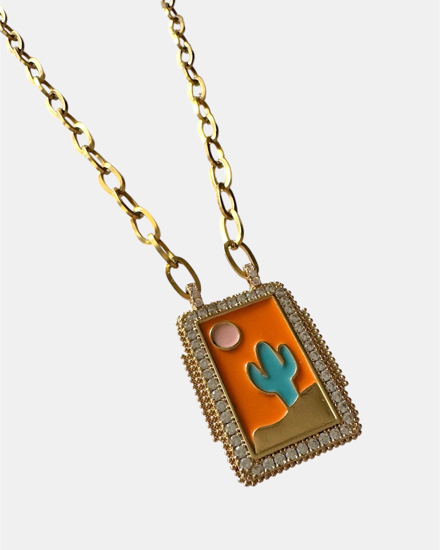 Χρυσό Κολιέ Αλυσίδα με Διακοσμητικό Κάκτο