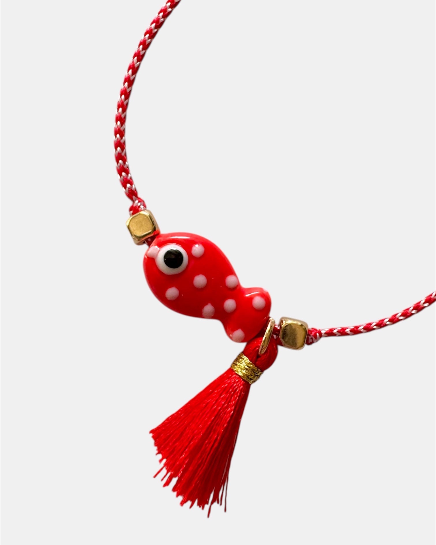 Μαρτάκι Χειροποίητο με Γυάλινο Στοιχείο και Φούντα