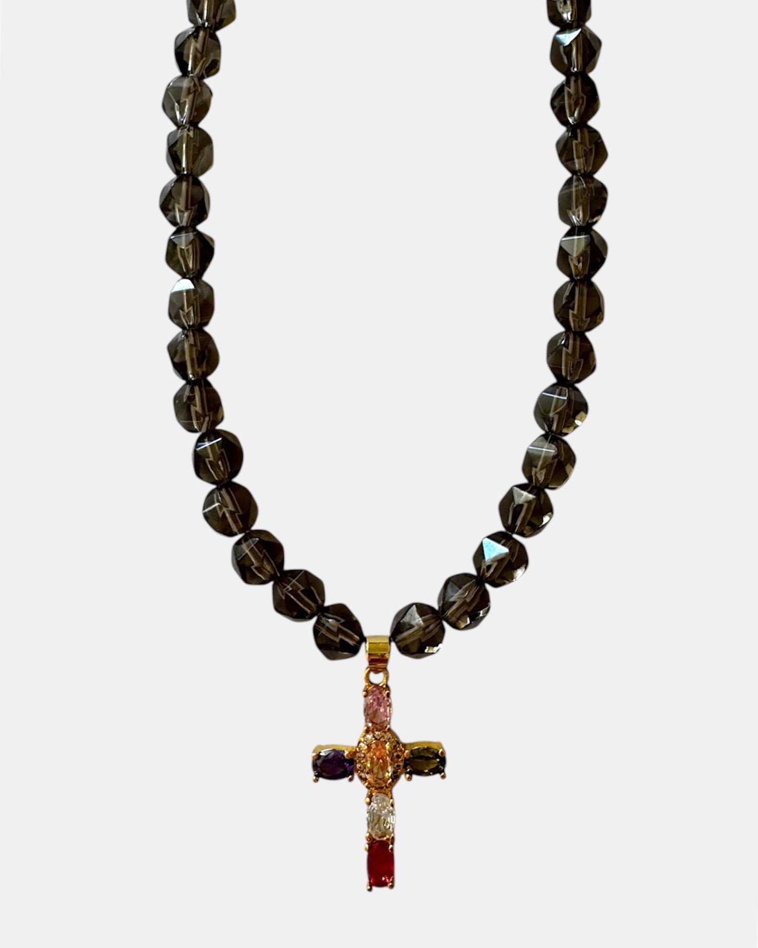 Γυναικείο Χειροποίητο Κολιέ με Χάντρες και Σταυρό