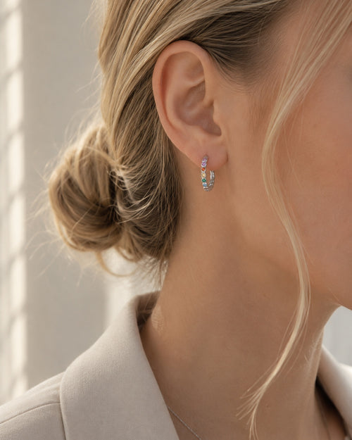 925 silver earrings with multicolor zircons