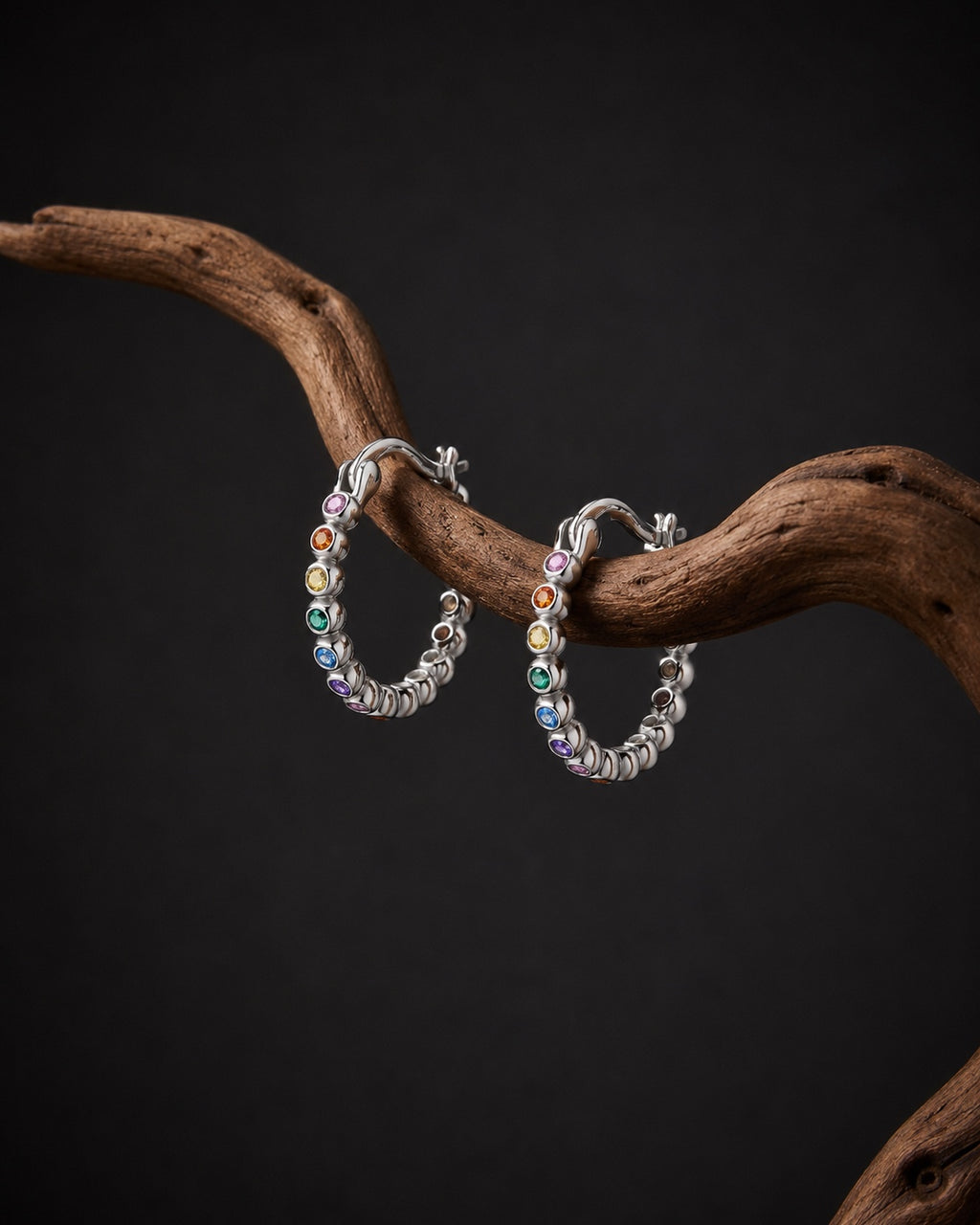 925 silver earrings with multicolor zircons