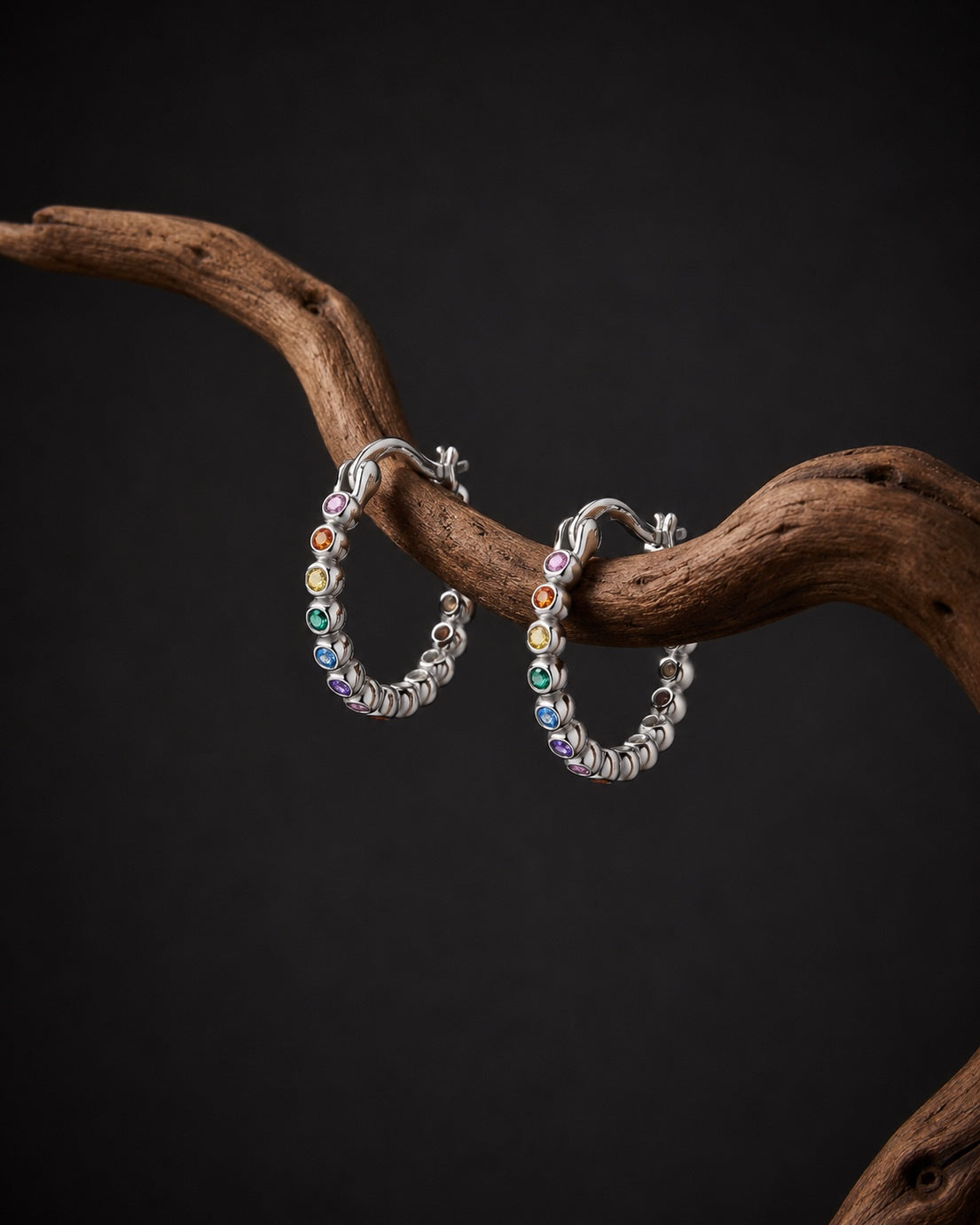 925 silver earrings with multicolor zircons