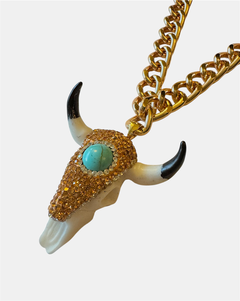 Ροζ Χρυσό Κολιέ Αλυσίδα Με Κρεμαστό Διακοσμητικό Κρανίο Ταύρου