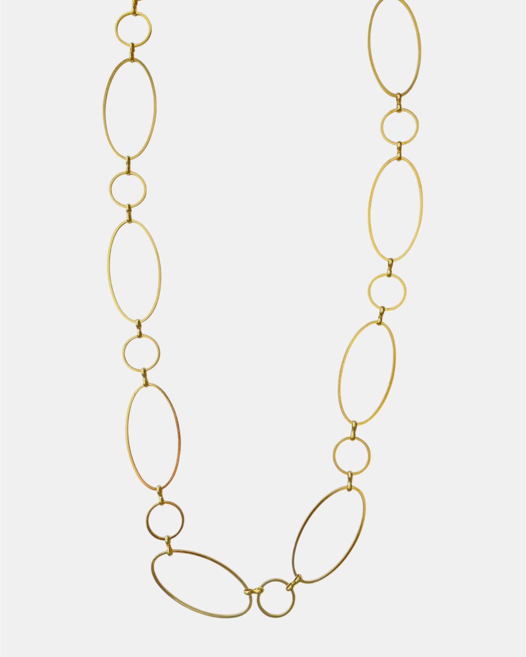 Χρυσό Κολιέ με Οβάλ Κρίκους Μακρύ