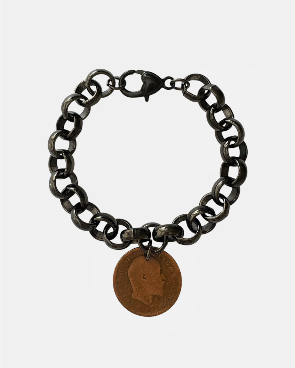Μαύρο Βραχιόλι Αλυσίδα Με Κρεμαστό Vintage Νόμισμα