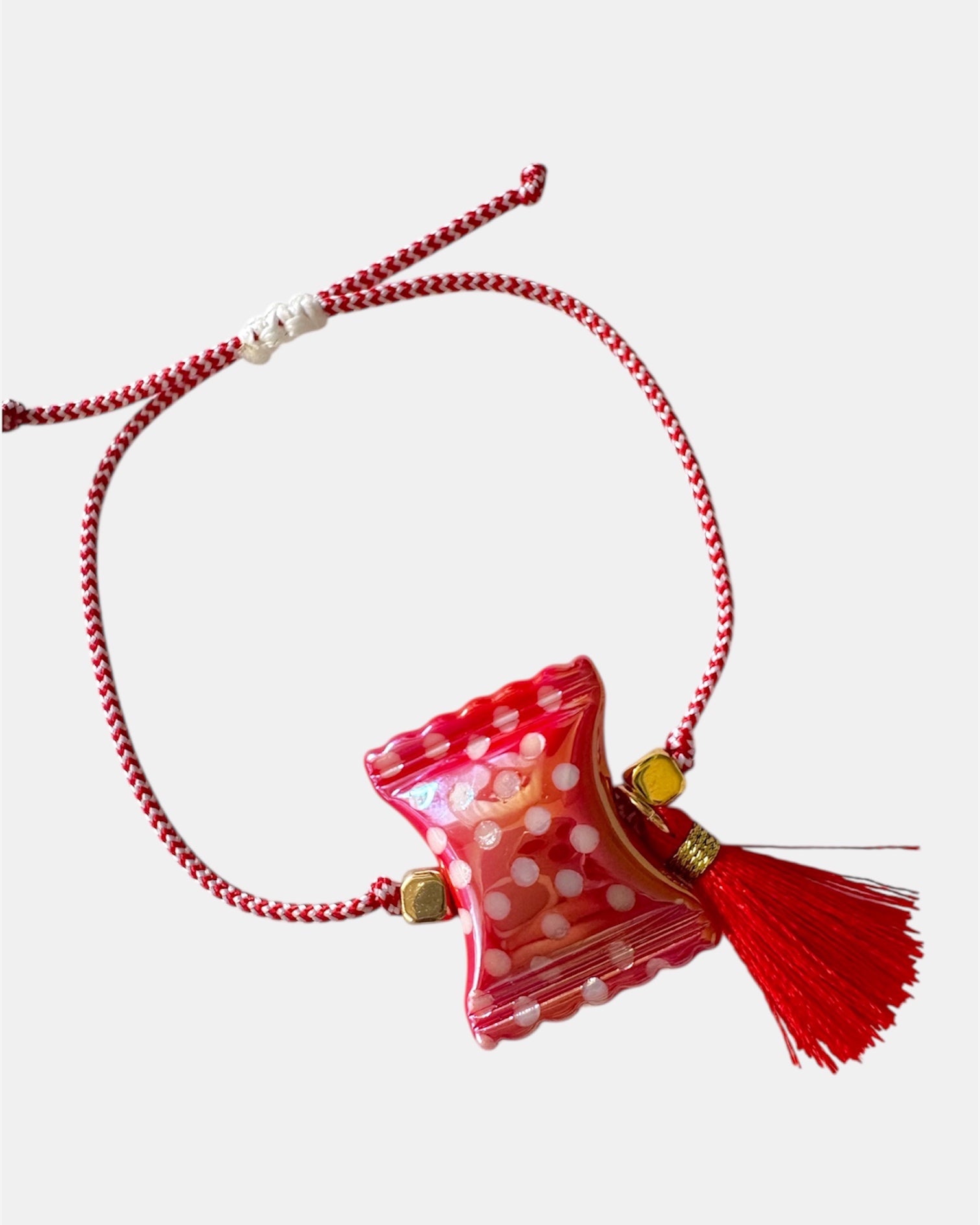 Μαρτάκι Χειροποίητο με Γυάλινο Στοιχείο και Φούντα