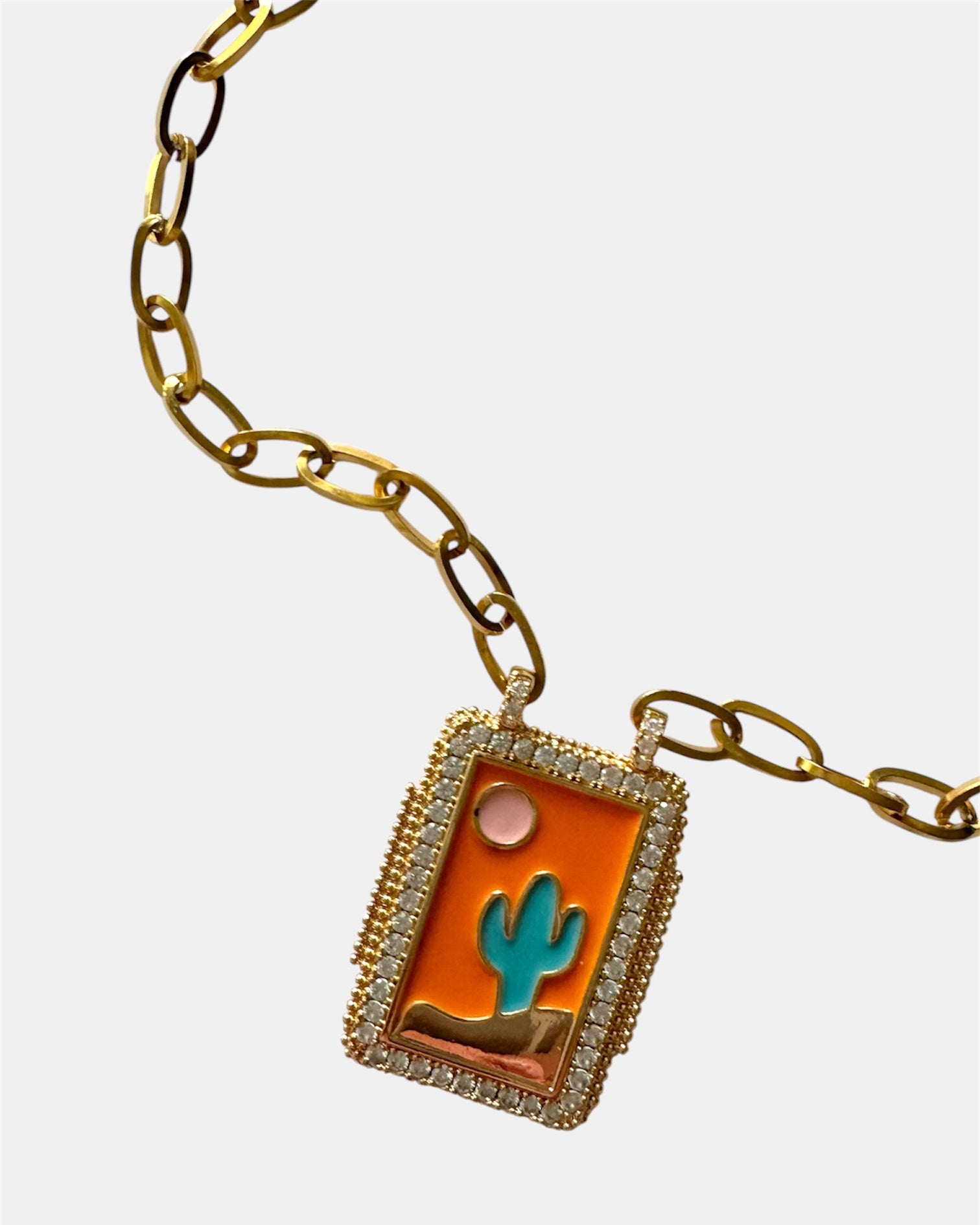 Χρυσό Κολιέ Αλυσίδα με Διακοσμητικό Κάκτο