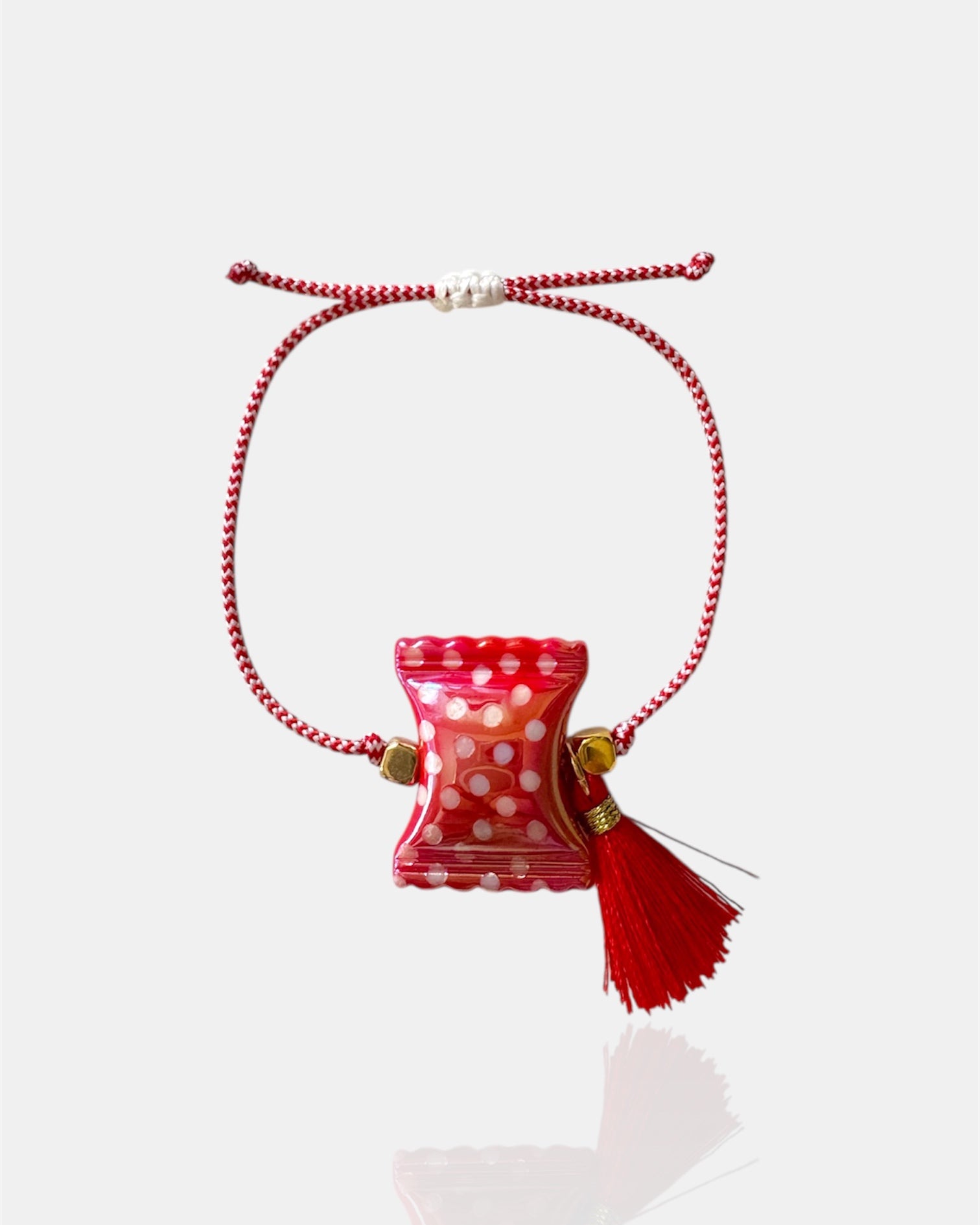 Μαρτάκι Χειροποίητο με Γυάλινο Στοιχείο και Φούντα