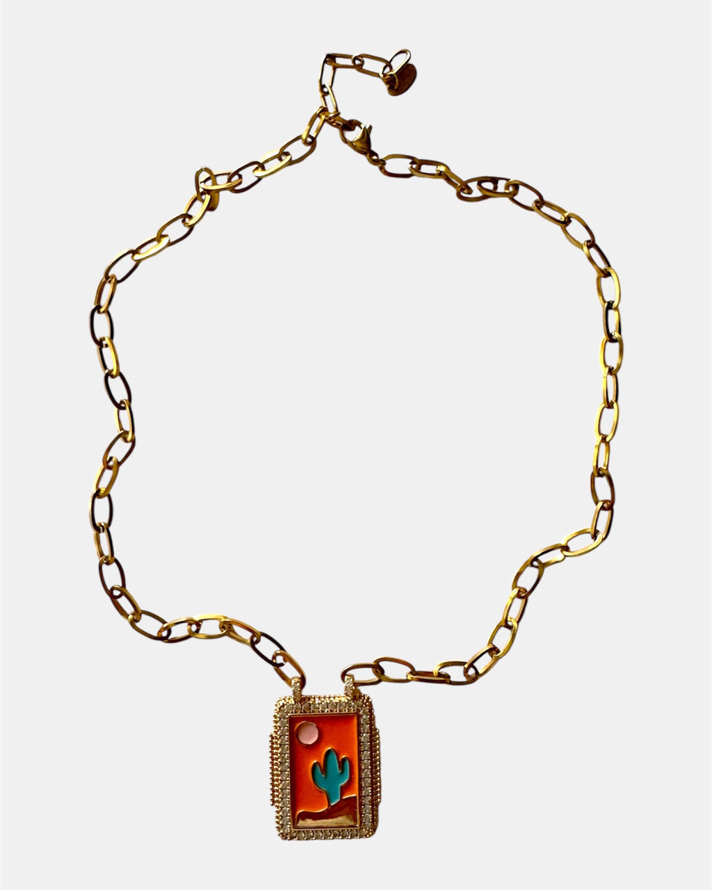 Χρυσό Κολιέ Αλυσίδα με Διακοσμητικό Κάκτο