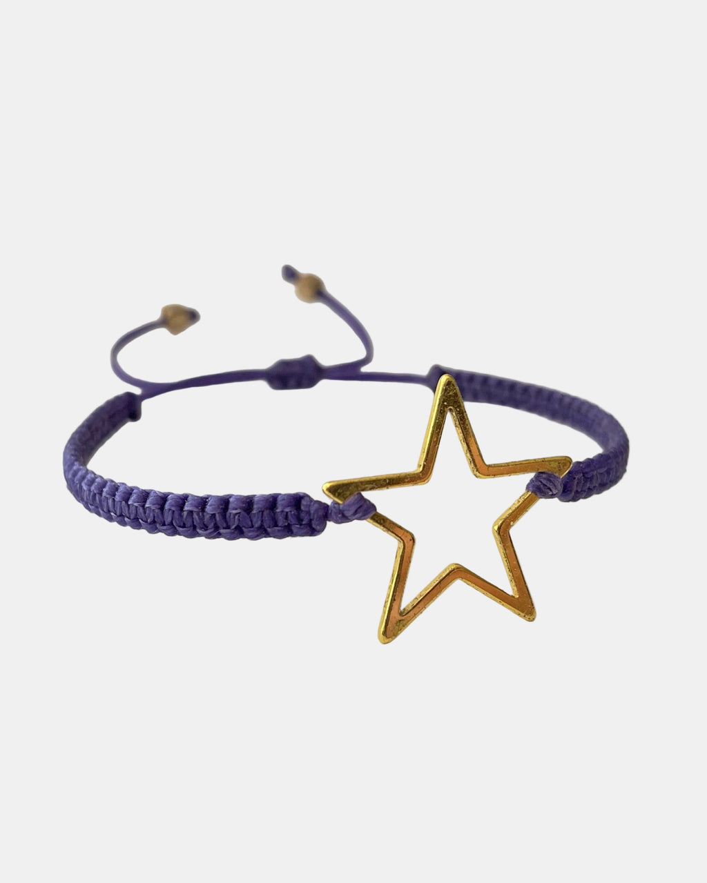 Μακραμέ βραχιόλι σε μωβ χρώμα με χρυσό μεταλλικό αστέρι