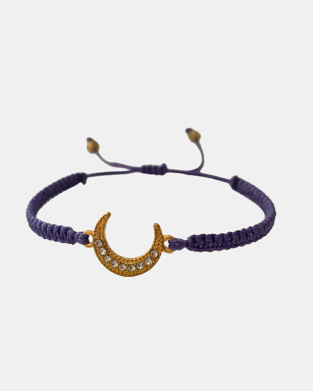 Μακραμέ Βραχιόλι Μώβ με Χρυσό Φεγγάρι