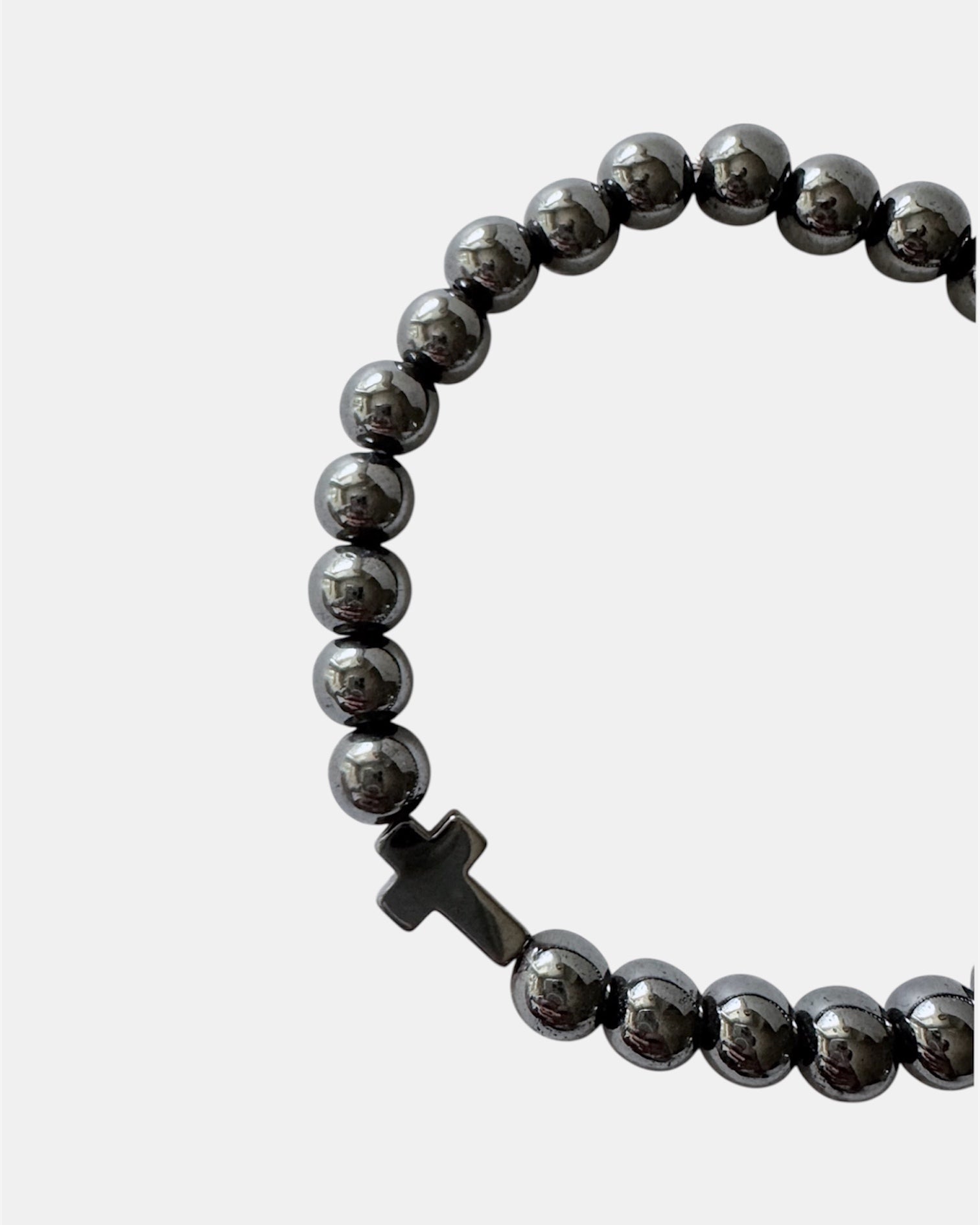 Ανθρακί αντρικό βραχιόλι με σταυρό, μοντέρνο ανδρικό κόσμημα.