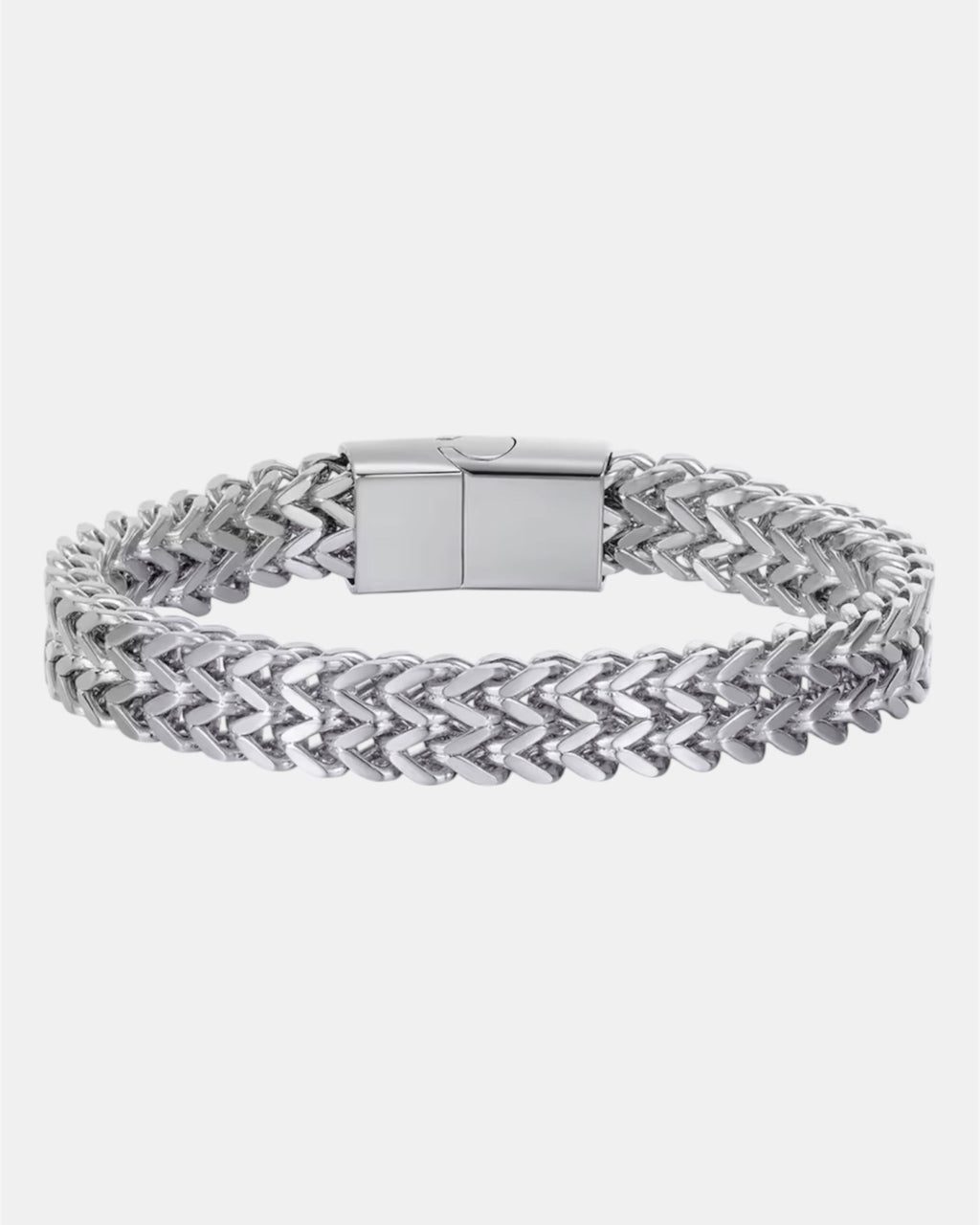 Ασημί αντρικό βραχιόλι αλυσίδα, μοντέρνο ανδρικό κόσμημα.