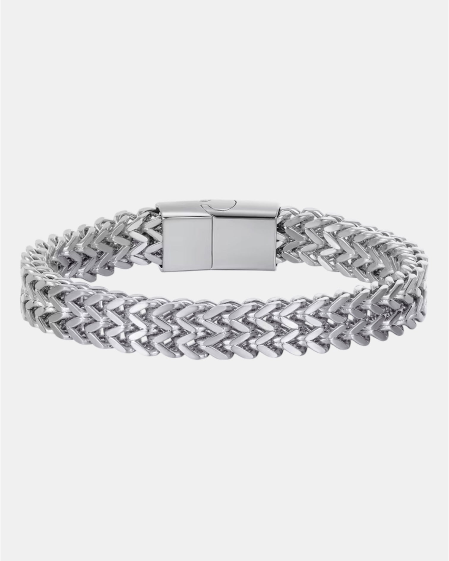 Ασημί αντρικό βραχιόλι αλυσίδα, μοντέρνο ανδρικό κόσμημα.