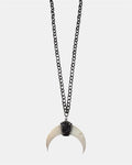 Black chain necklace with a white horn charm