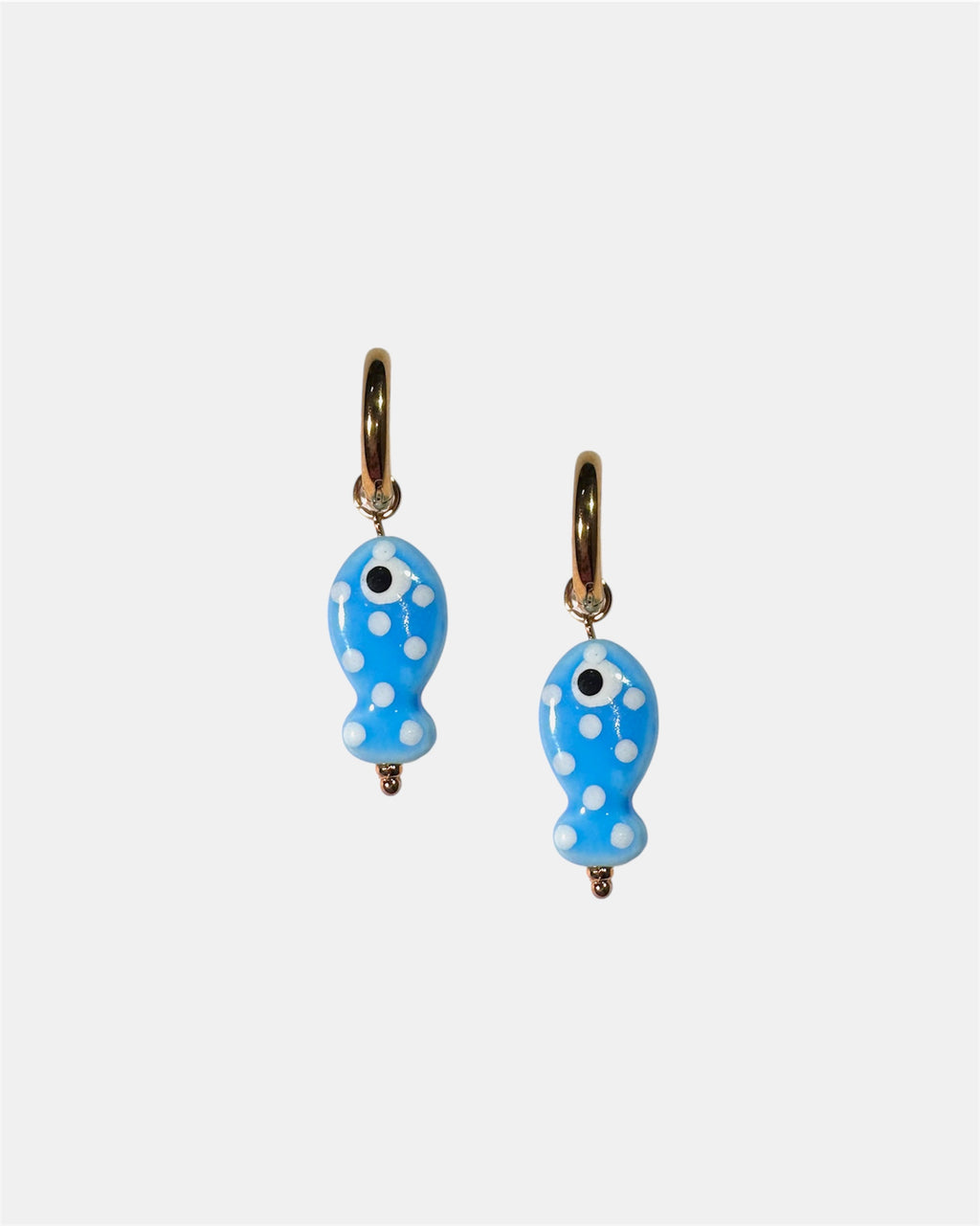 Blue fish earrings.