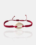 fuchsia macrame bracelet with seashell charm, handmade adjustable bracelet for women and girls