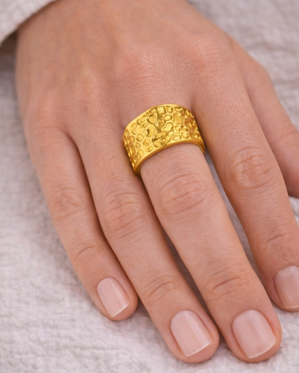 Gold adjustable open band ring elegant minimalist jewelry design