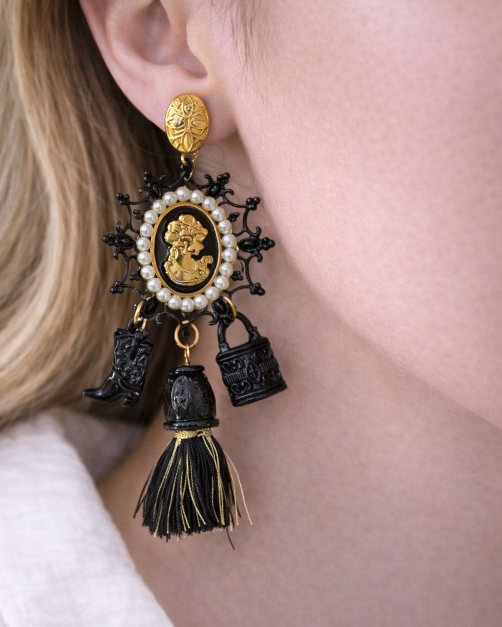 Gold dangle earrings elegant jewelry accessory