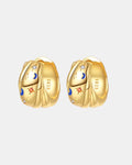 Gold moon earrings in sterling silver 925 with zircon stones