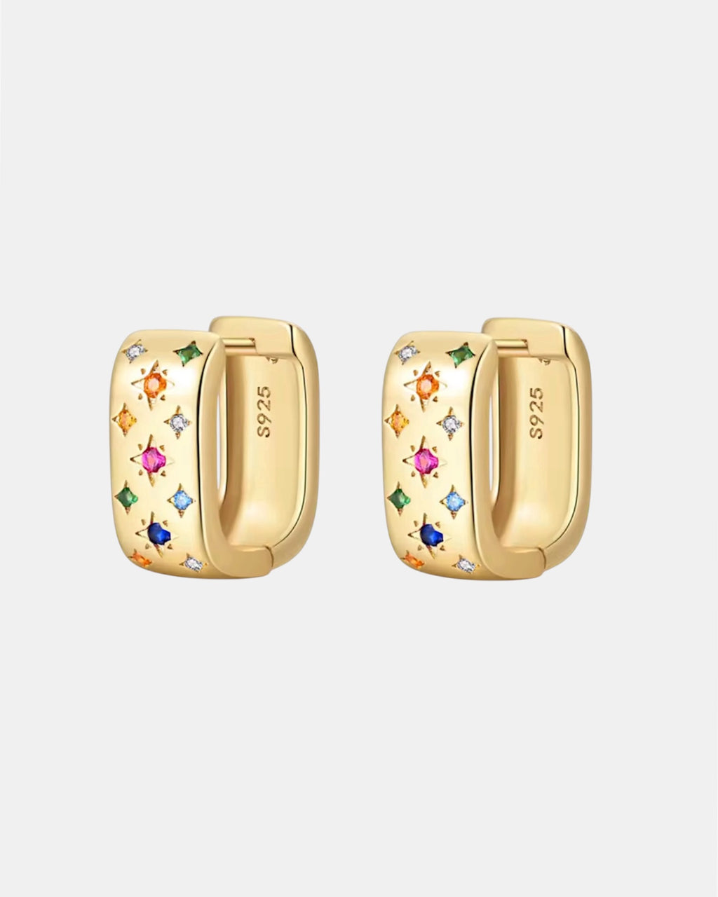 Gold earrings in sterling silver 925 with multicolor zircon stones