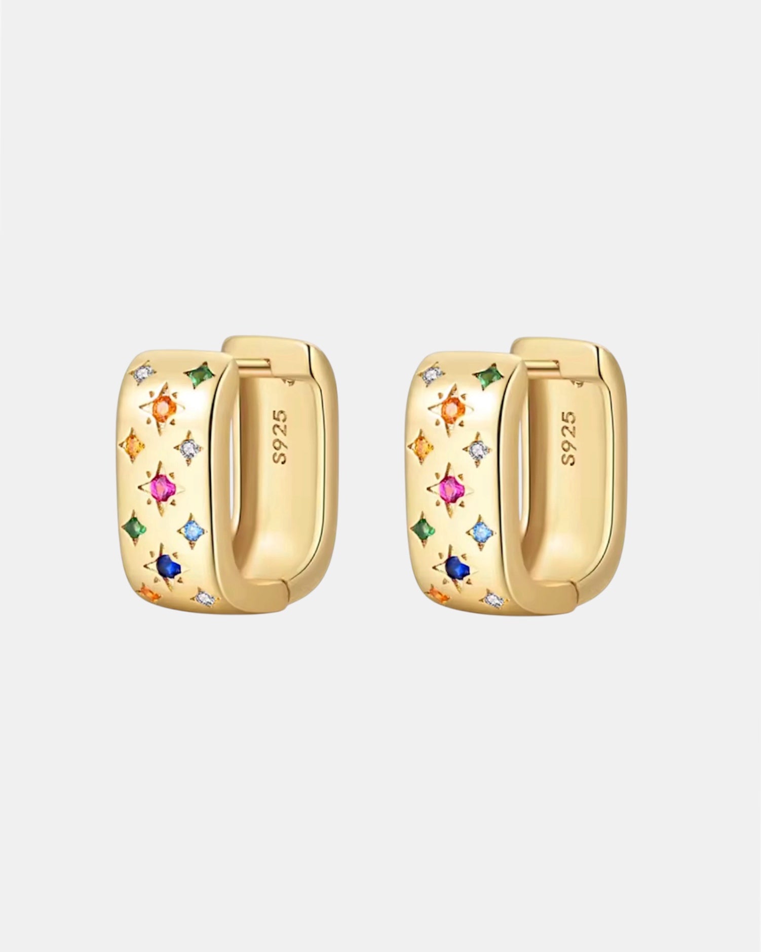 Gold earrings in sterling silver 925 with multicolor zircon stones