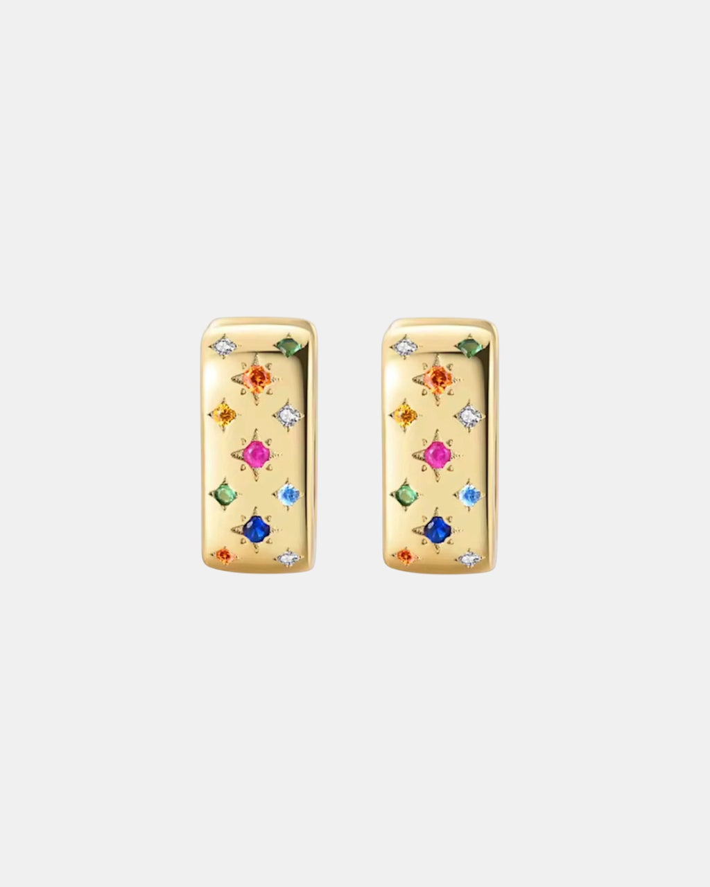 Gold earrings in sterling silver 925 with multicolor zircon stones