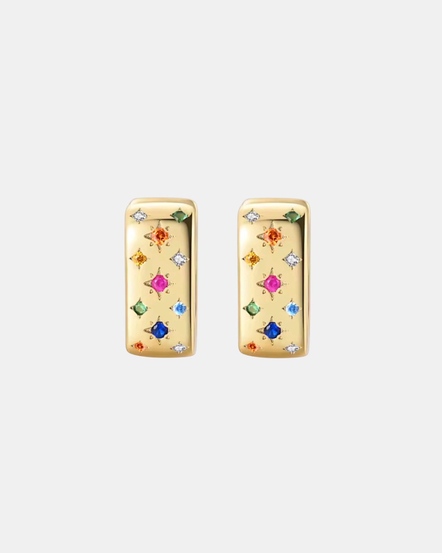 Gold earrings in sterling silver 925 with multicolor zircon stones