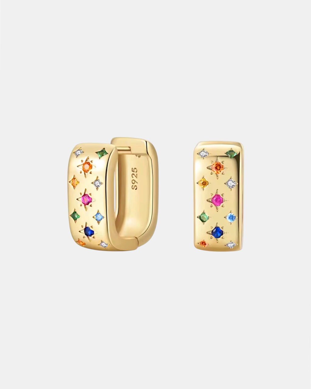 Gold earrings in sterling silver 925 with multicolor zircon stones