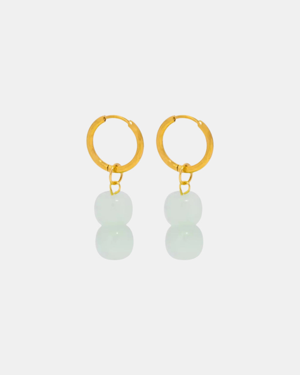 Gold hoop earrings with blue stones
