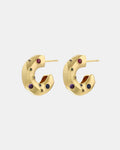 Gold hoop earrings with zircon stones.
