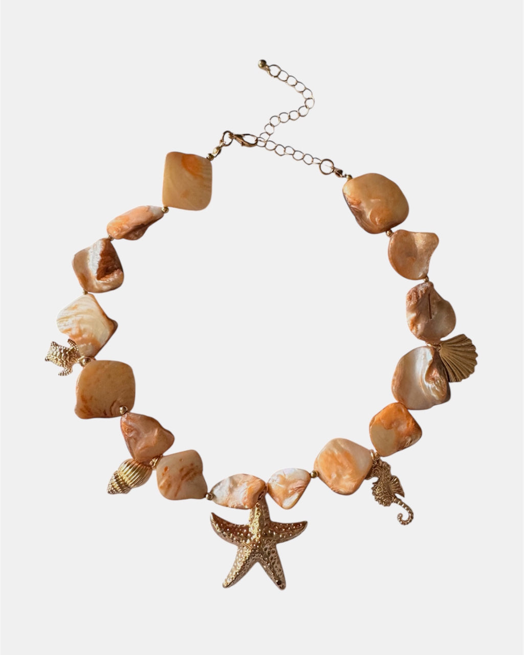 gold necklace with starfish charm, elegant jewelry piece for women and girls