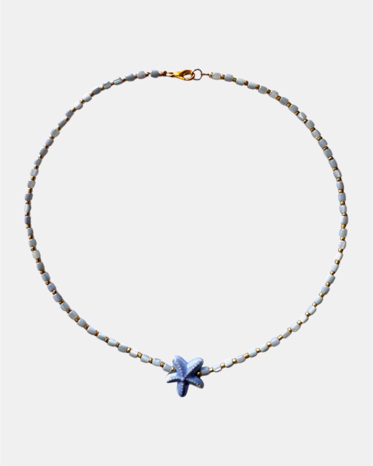 Necklace with a starfish pendant on a white background