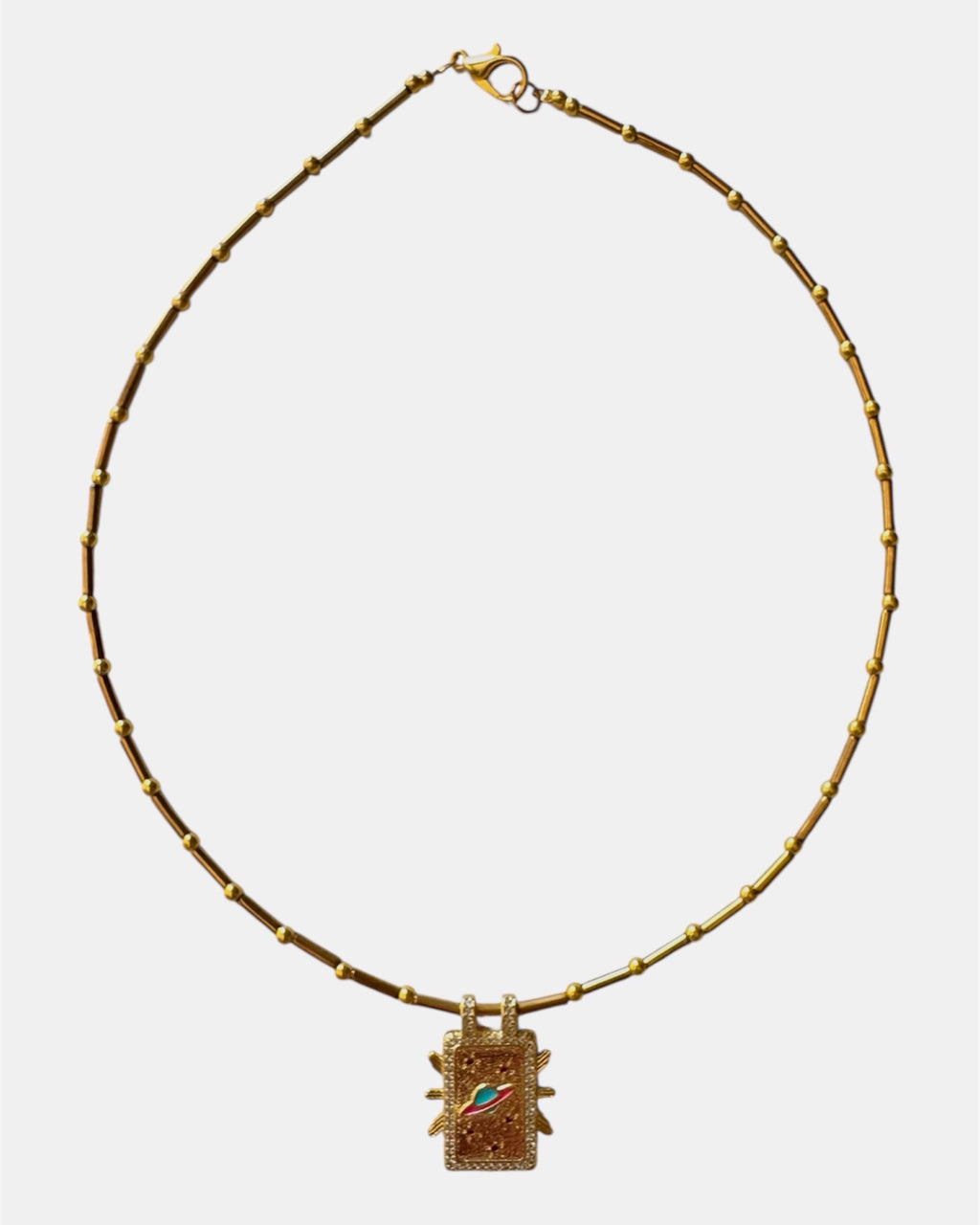 gold necklace with planet pendant, stylish jewelry piece for women and girls