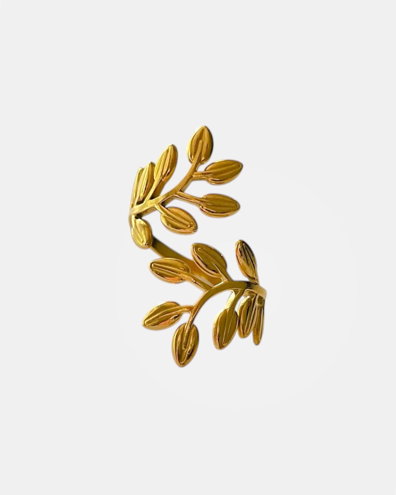 Gold ring with olive leaf design elegant nature-inspired jewelry design
