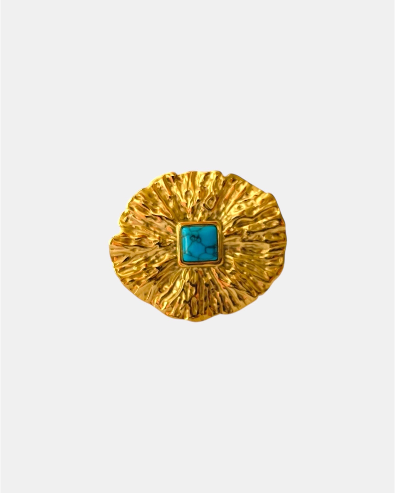 Gold open ring with light blue stone elegant jewelry design