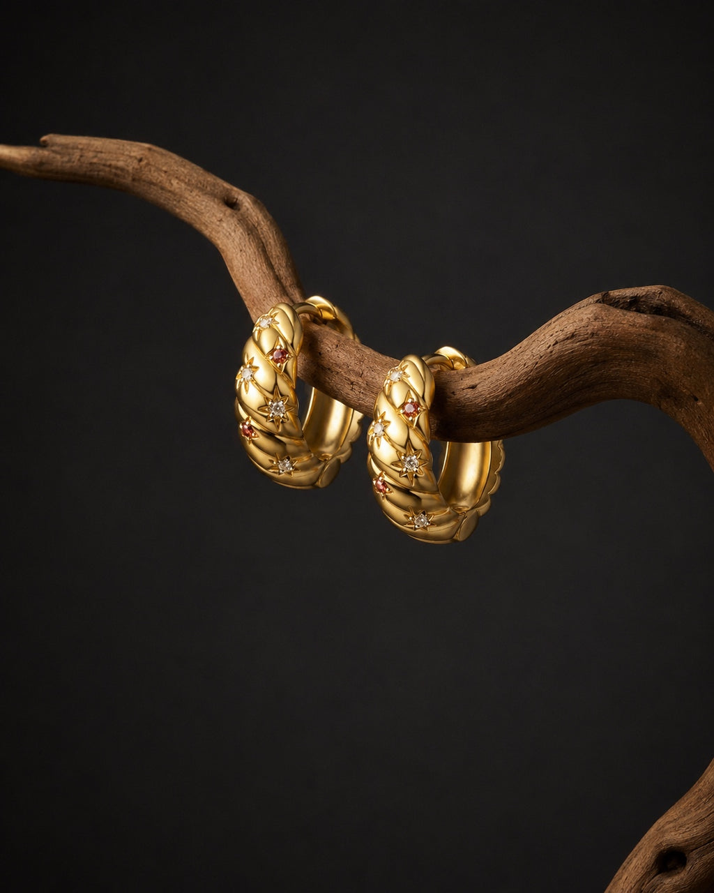 Gold plated 925 silver earrings with multicolor stones