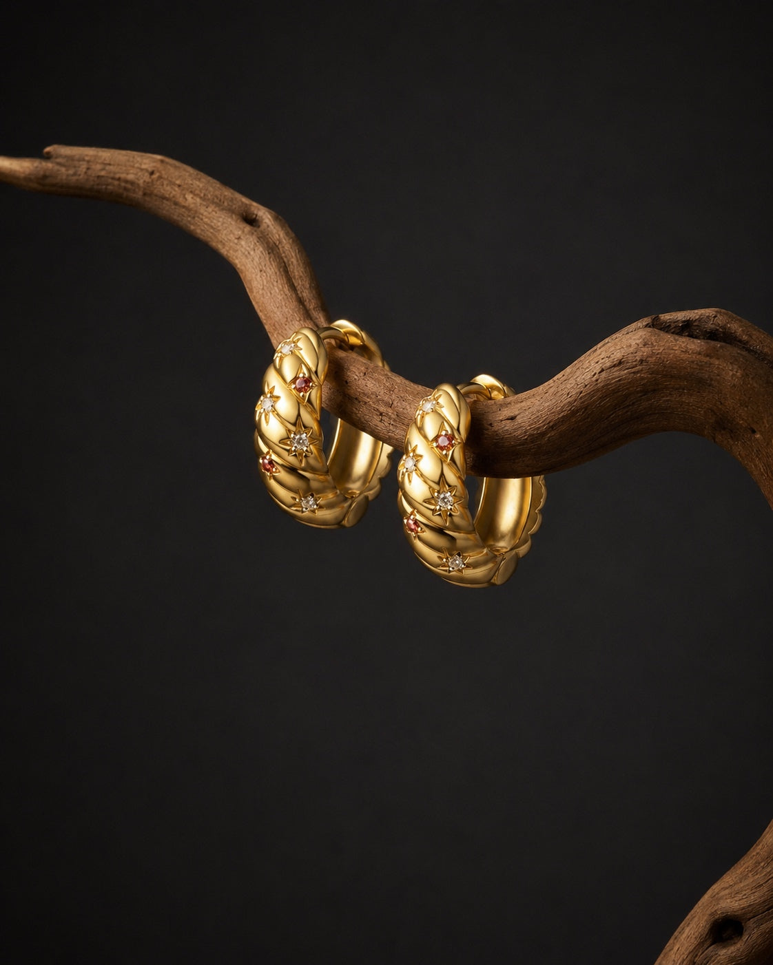 Gold plated 925 silver earrings with multicolor stones