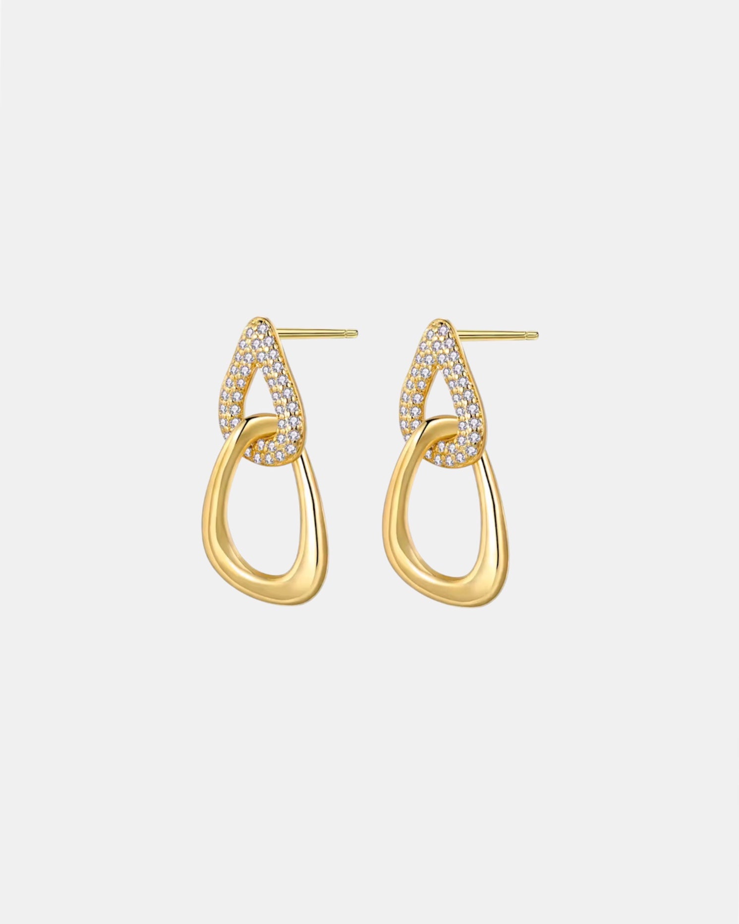 Gold plated 925 silver earrings with zircon stones and elegant polished design