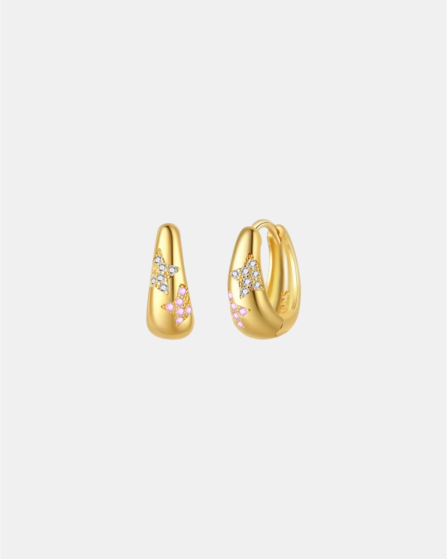 Gold plated 925 silver earrings with zircon star design