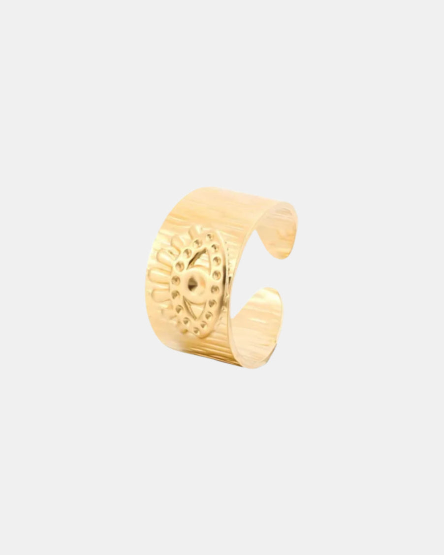 Gold ring with eye design symbol jewelry elegant style
